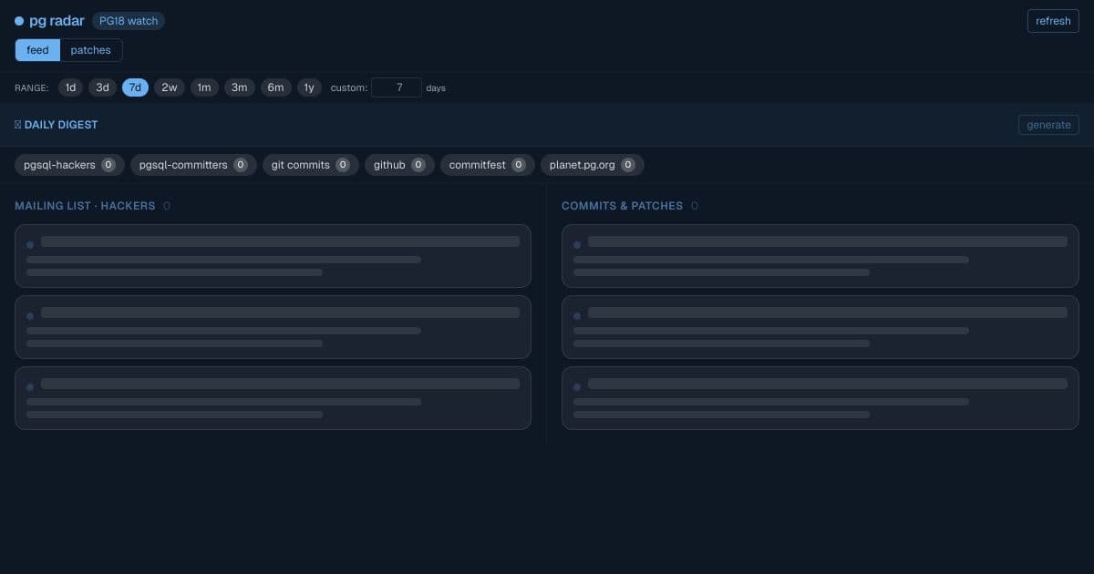 PG(PostgreSQL) Radar preview